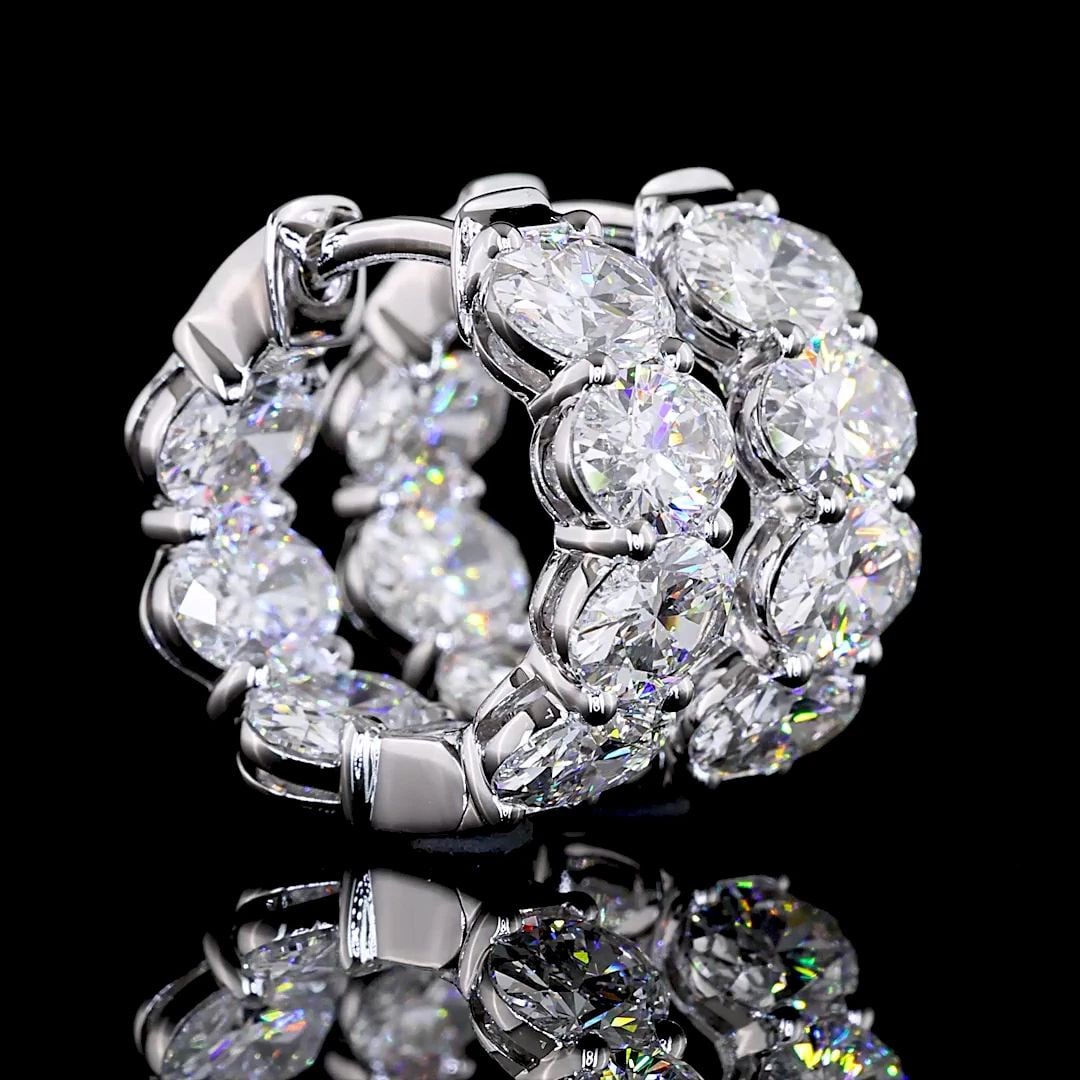 LAB-GROWN 3.96 CARAT OVAL E-VS DIAMOND 14K WHITE GOLD HUGGIES EARRINGS (1 of 2)