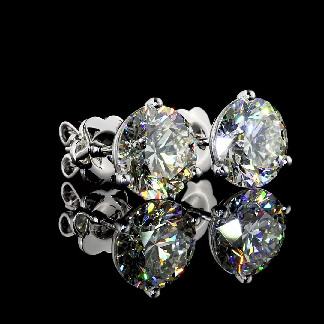 LAB-GROWN 5.18 CARAT ROUND J-VS1 DIAMOND 14K WHITE GOLD MARTINI EARRINGS (1 of 2)