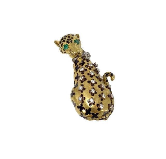 0.47 CARAT RADIANT CUT DIAMOND 18K YELLOW GOLD BROOCH (1 of 2)