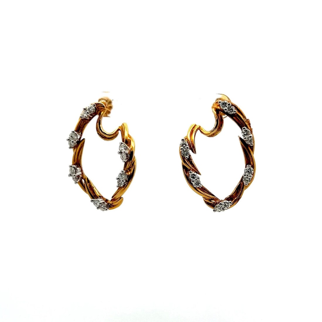 1.50 CARAT ROUND BRILLIANT I VS1 DIAMOND 18 KARAT YELLOW GOLD DANGLING EARRINGS (1 of 2)