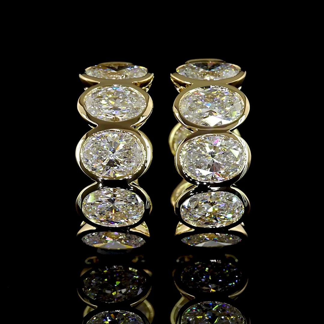 LAB-GROWN 3.56 CARAT OVAL E-VS DIAMOND 14K YELLOW GOLD HUGGIES EARRINGS (1 of 2)