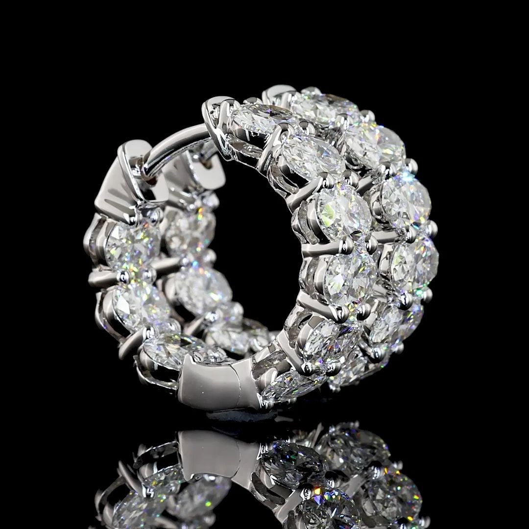 LAB-GROWN 3.18 CARAT OVAL E-VS DIAMOND 14K WHITE GOLD HUGGIES EARRINGS (1 of 2)