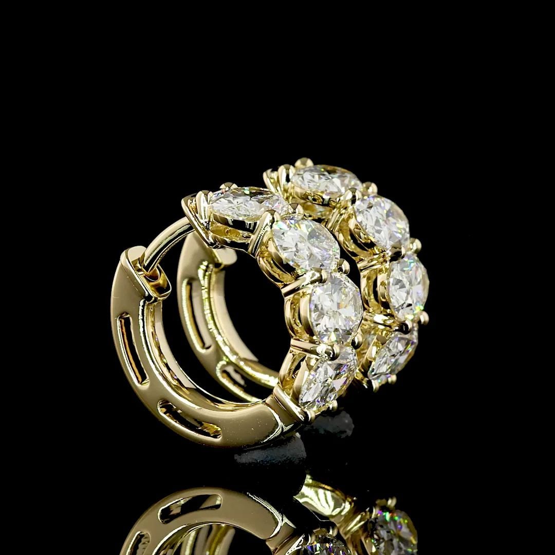 LAB-GROWN 3.15 CARAT OVAL E-VS DIAMOND 14K YELLOW GOLD HUGGIES EARRINGS (1 of 2)