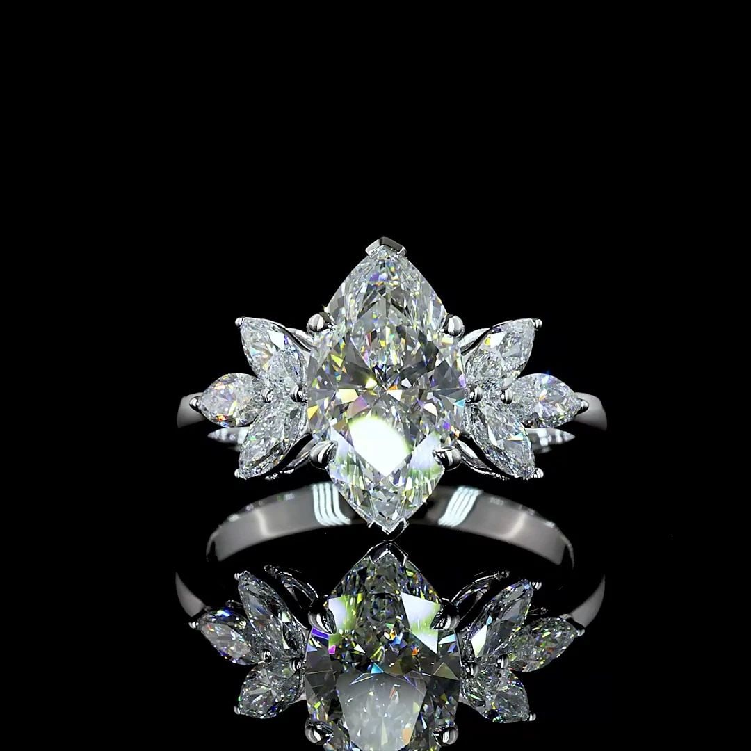 LAB-GROWN 2.65 CARAT MARQUISE E-VVS2 DIAMOND 14K WHITE GOLD SPECIAL RING (1 of 2)