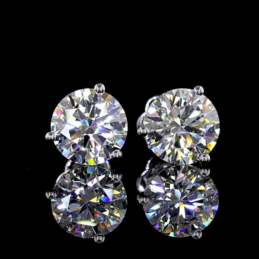 LAB-GROWN 4.22 CARAT ROUND - DIAMOND 14K WHITE GOLD MARTINI EARRINGS (1 of 2)