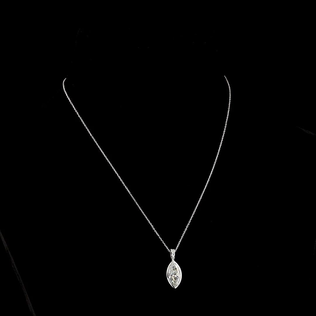 LAB-GROWN 2.62 CARAT MARQUISE E-VS1 DIAMOND 14K WHITE GOLD PENDANT PENDANT (1 of 2)