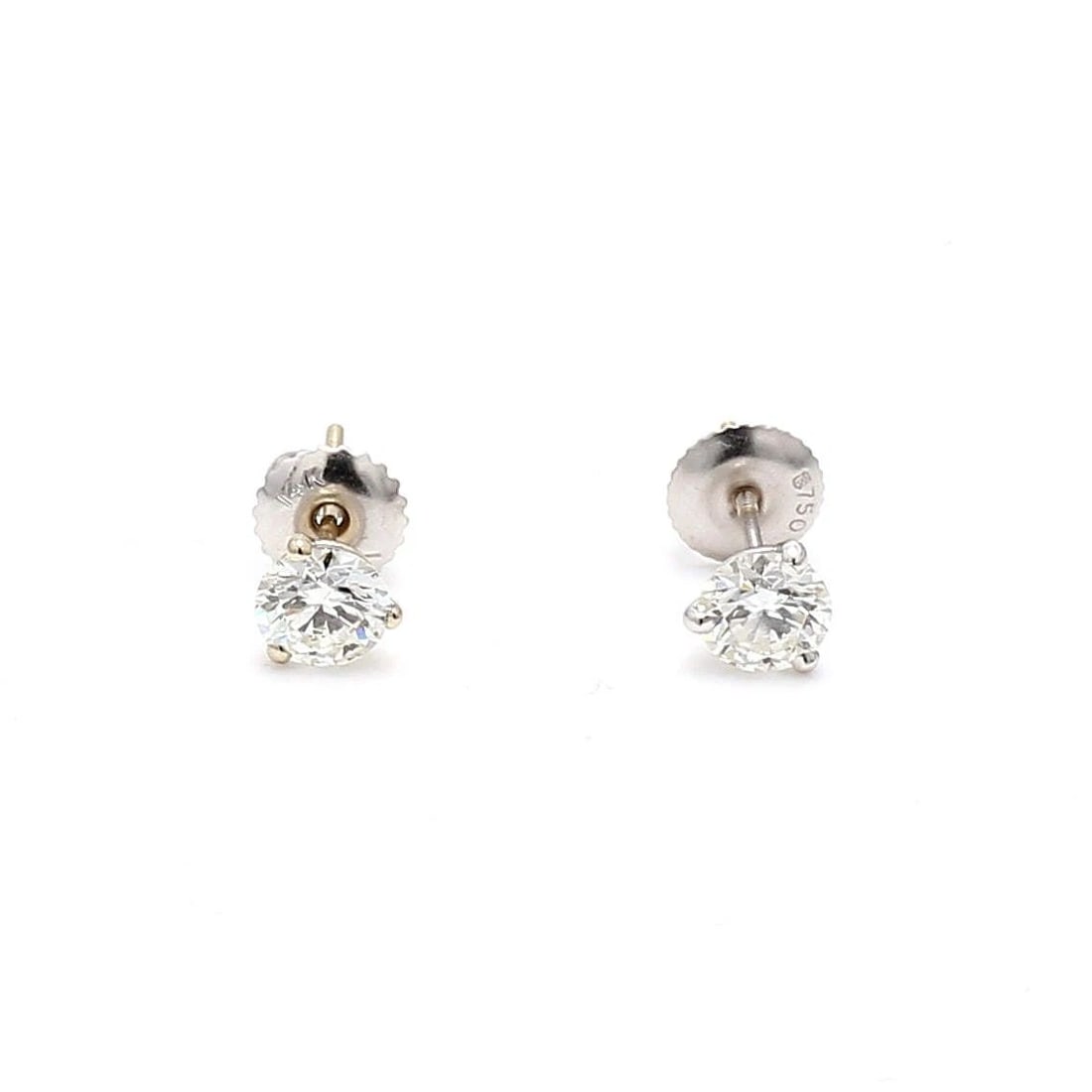 1.00 CARAT ROUND BRILLIANT I VS2 DIAMOND 18K WHITE GOLD STUD EARRINGS (1 of 2)