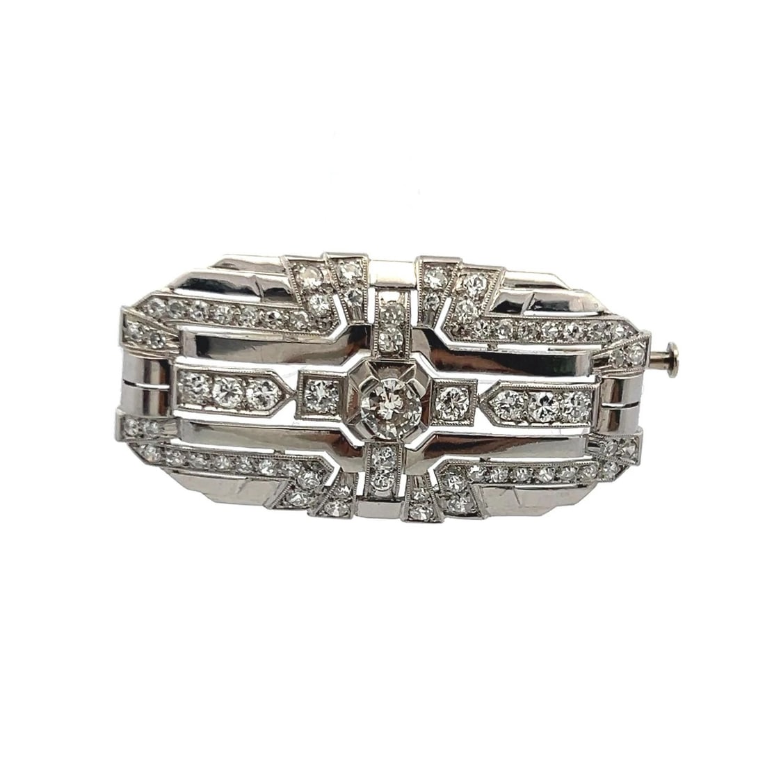 2.49 CARAT OLD EUROPEAN CUT I SI1 DIAMOND PLATINUM PIN BROOCH (1 of 2)