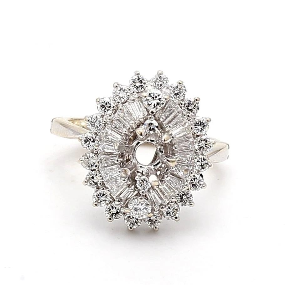 0.98 CARAT TAPERED BAGUETTE AND ROUND DIAMOND 14K WG SEMI MOUNT RING (1 of 2)