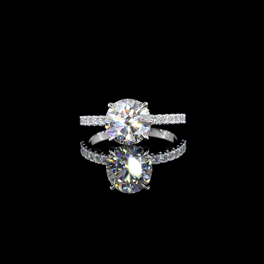 LAB-GROWN 2.39 CARAT ROUND E-VS1 DIAMOND 14K WHITE GOLD HIDDEN HALO RING (1 of 2)