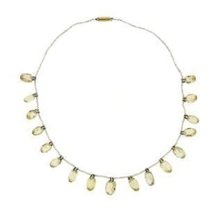 9.3-11.8 MM CITRINE AND 1.5-1.8MM PEARL 14 KARAT YELLOW GOLD BEED NECKLACE (1 of 2)