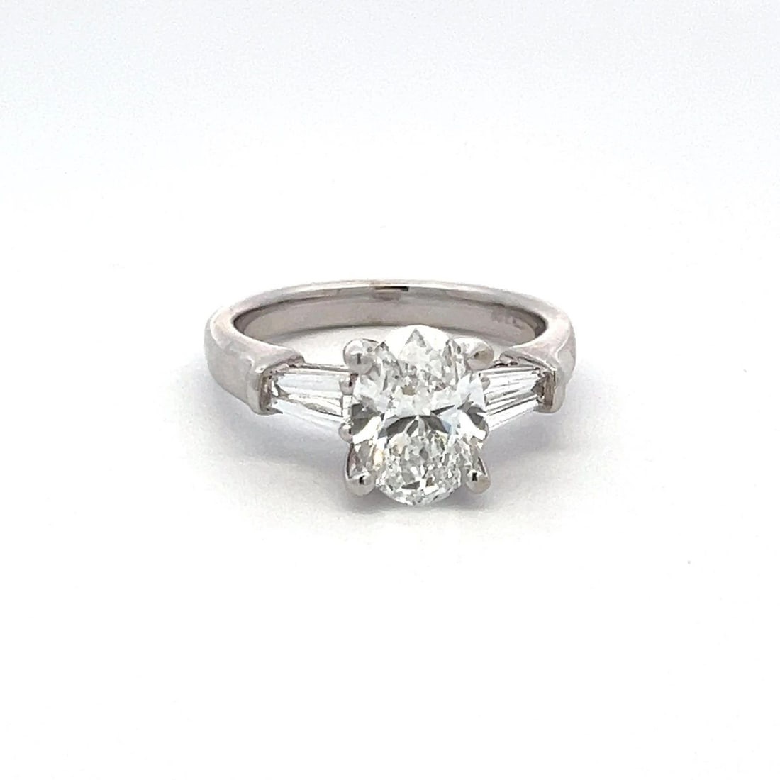 2.25 CARAT OVAL AND BAGUETTE LAB-GROWN DIAMOND 14K WHITE GOLD ENGAGEMENT RING (1 of 2)