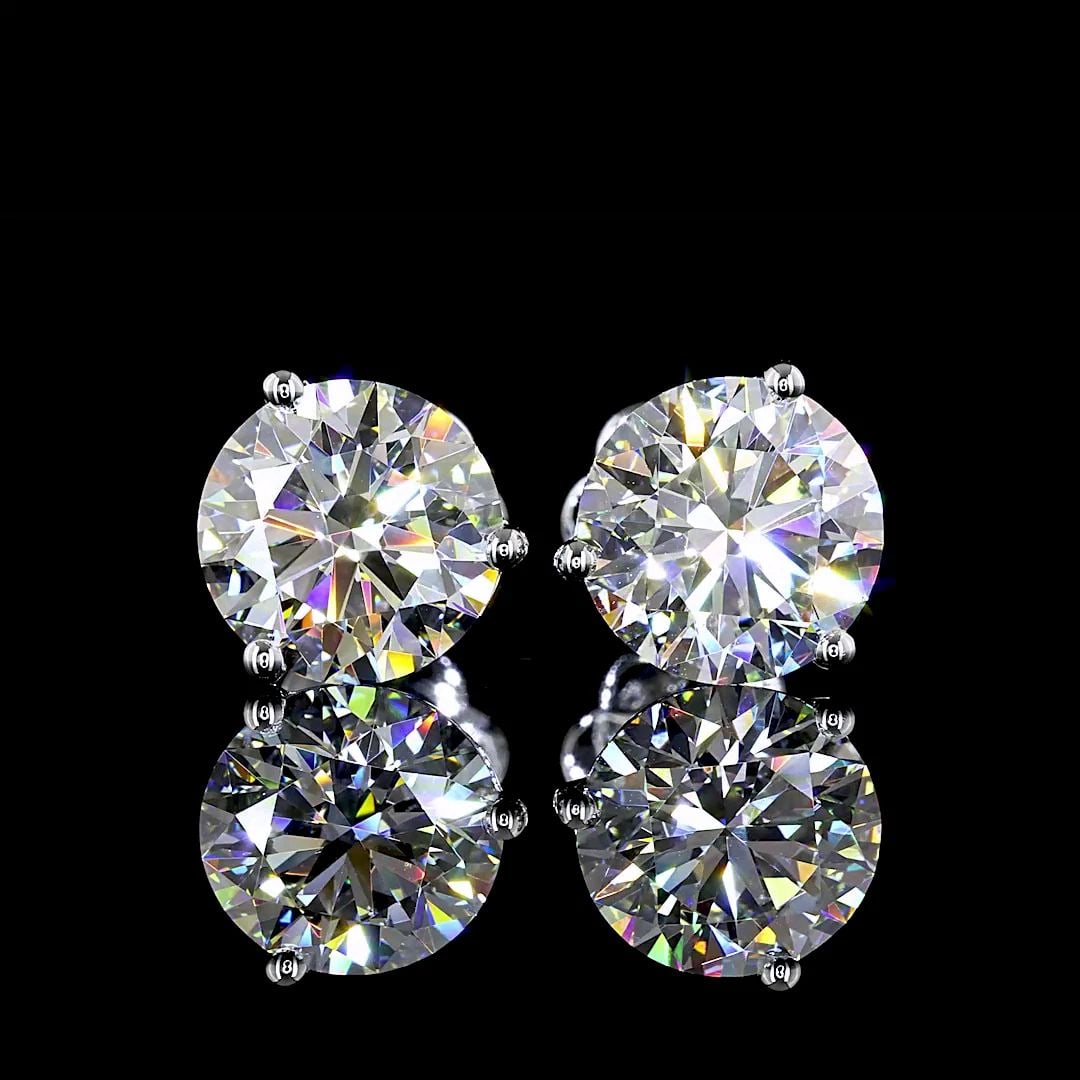 LAB-GROWN 4.01 CARAT ROUND G-VVS2 DIAMOND 14K WHITE GOLD MARTINI EARRINGS (1 of 2)