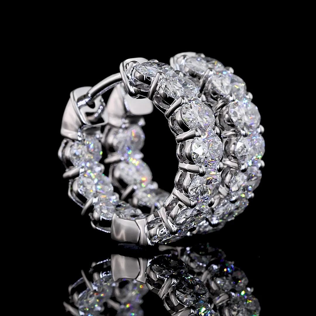 LAB-GROWN 2.09 CARAT OVAL E-VS DIAMOND 14K WHITE GOLD HUGGIES EARRINGS (1 of 2)