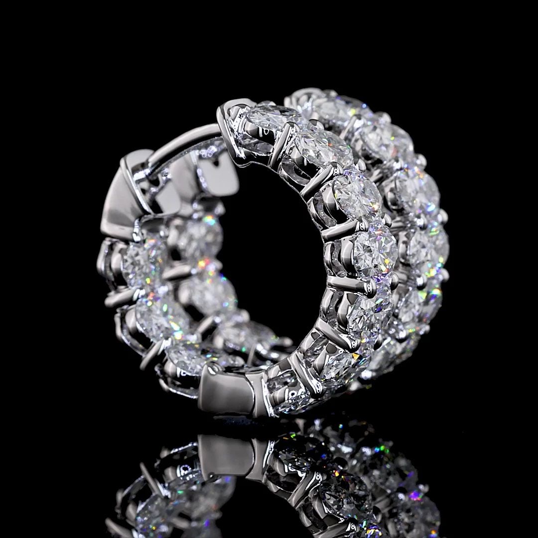 LAB-GROWN 2.07 CARAT OVAL E-VS DIAMOND 14K WHITE GOLD HUGGIES EARRINGS (1 of 2)