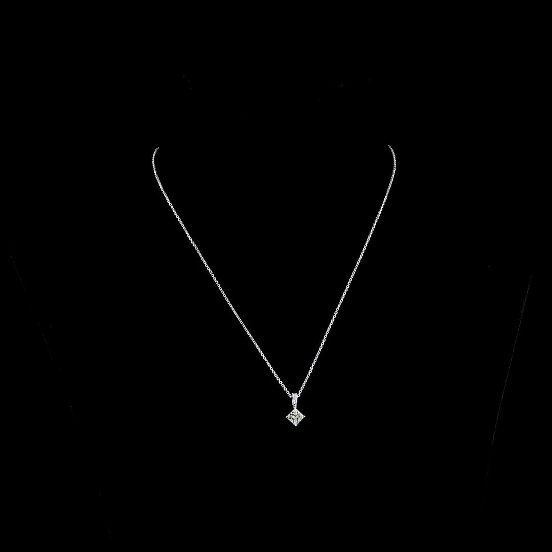 LAB-GROWN 2.83 CARAT PRINCESS J-VVS2 DIAMOND 14K WHITE GOLD PENDANT PENDANT (1 of 2)