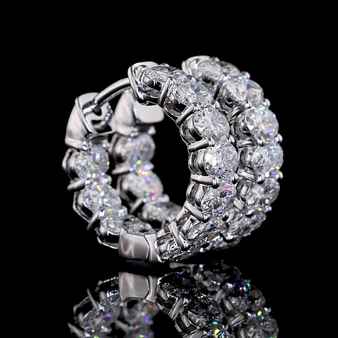 LAB-GROWN 2.08 CARAT OVAL E-VS DIAMOND 14K WHITE GOLD HUGGIES EARRINGS (1 of 2)