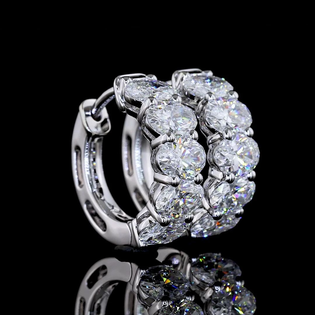 LAB-GROWN 2.04 CARAT OVAL E-VS DIAMOND 14K WHITE GOLD HUGGIES EARRINGS (1 of 2)