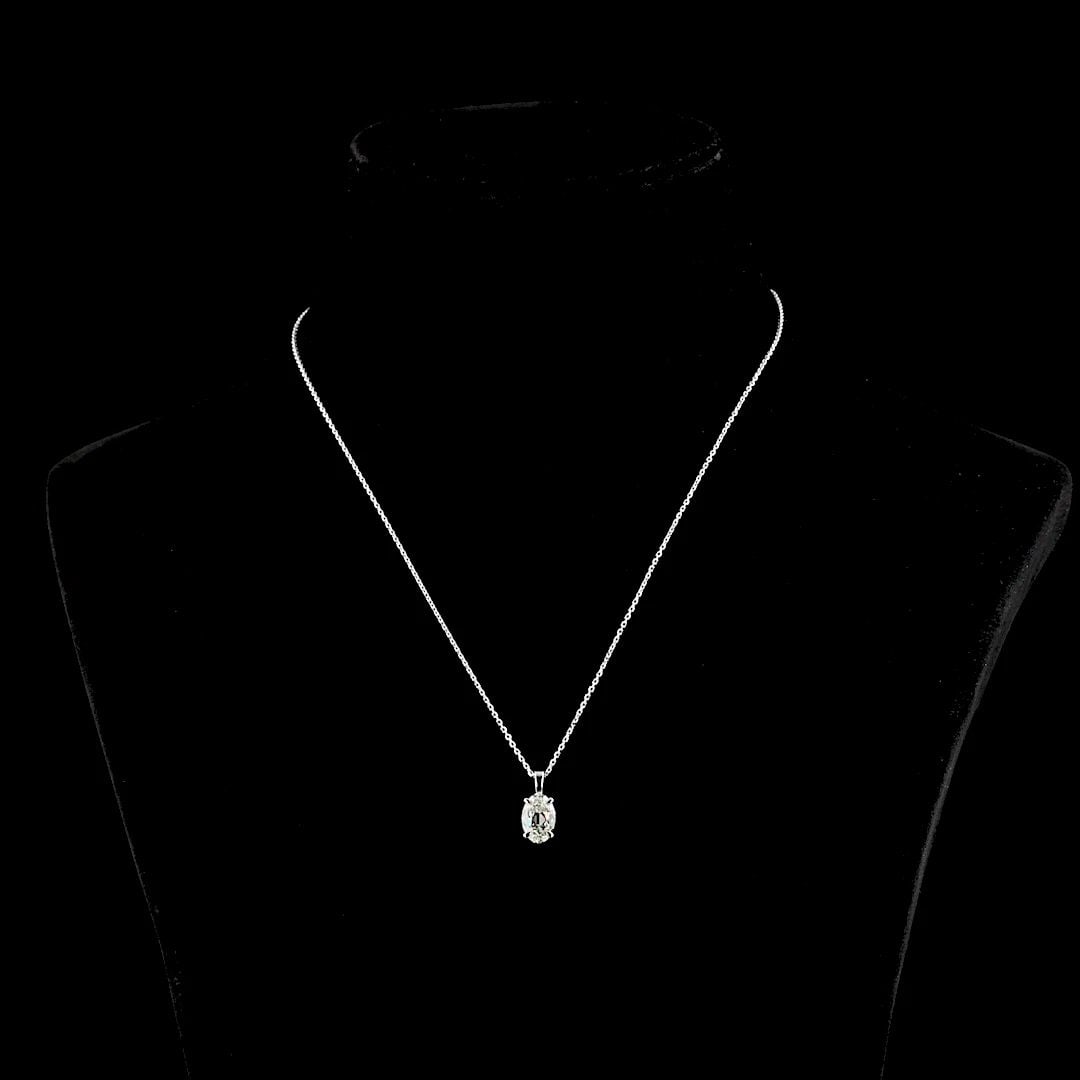 LAB-GROWN 1.83 CARAT ANTIQUE OVAL G-VS1 DIAMOND 14K WHITE GOLD SOLITAIRE PENDANT (1 of 2)