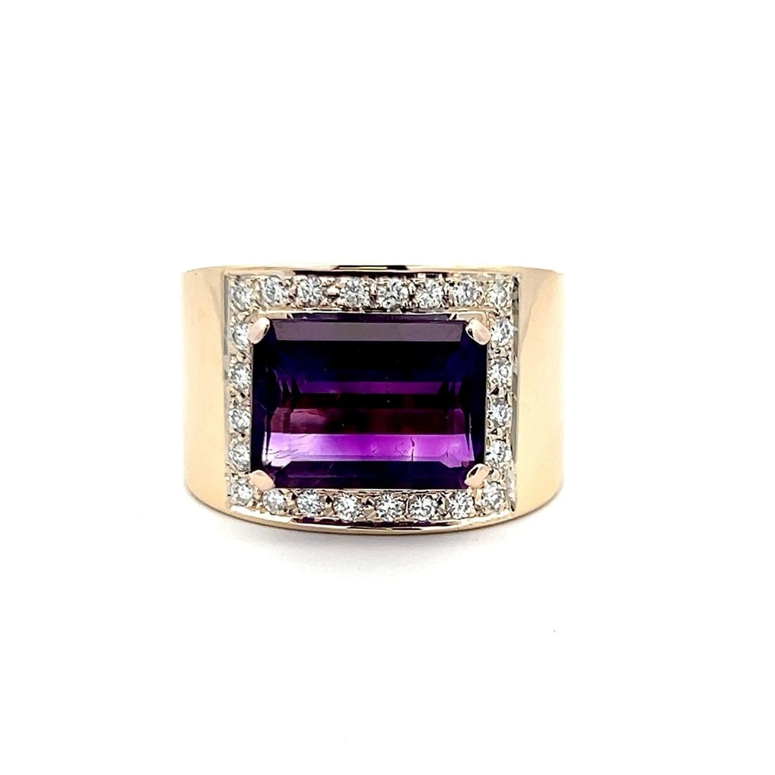 8.50 CARAT AMETHYSTS 0.48 CARAT ROUND BRILLIANT DIAMOND 14K YG COCKTAIL RING (1 of 2)