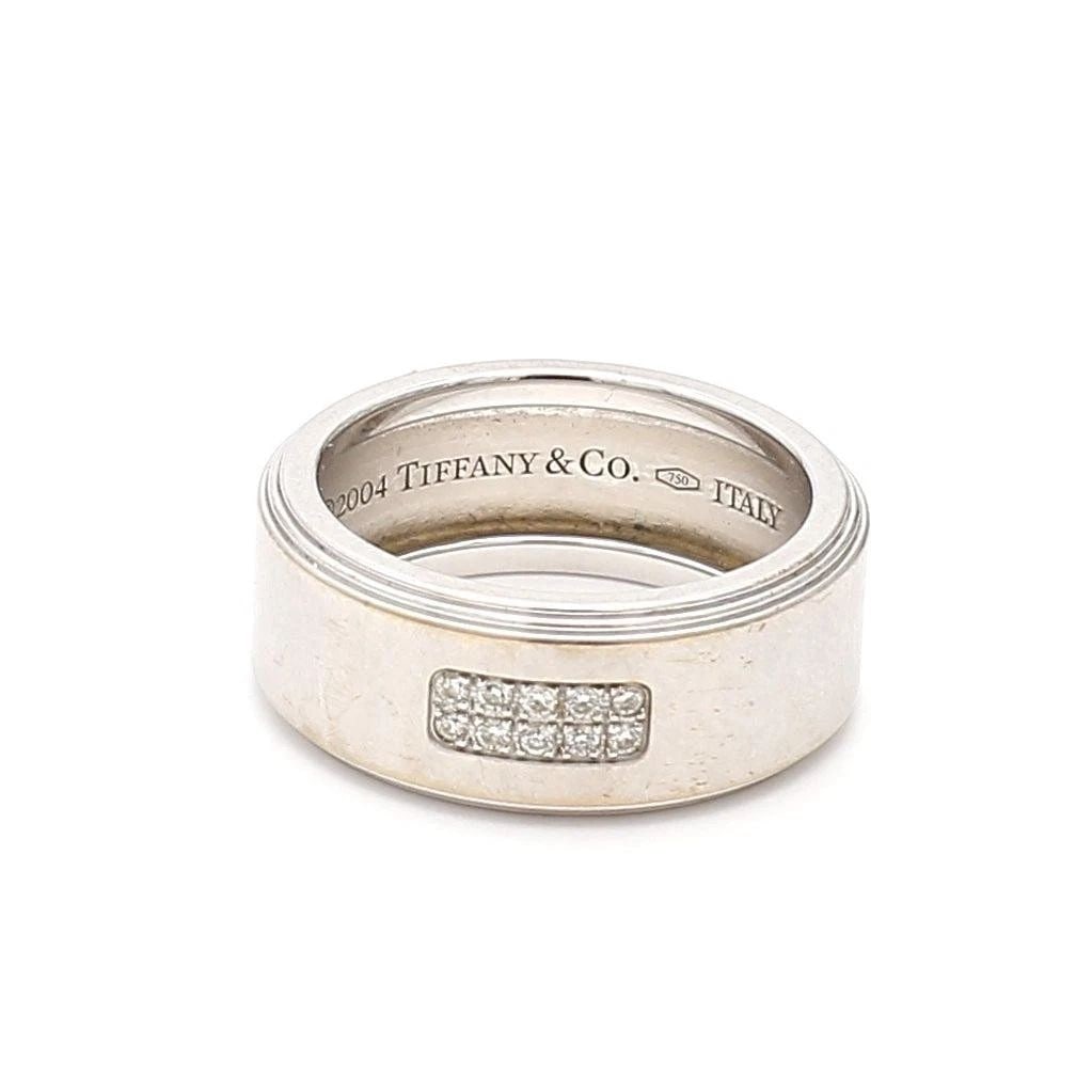 TIFFANY & CO 0.07 CARAT ROUND BRILLIANT F VS2 DIAMOND 18 KARAT WHITE GOLD BAND R (1 of 2)