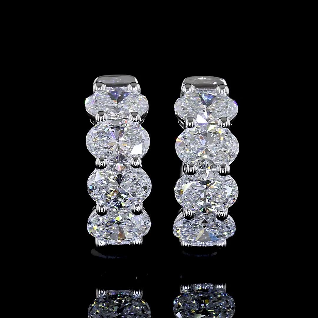 LAB-GROWN 2.04 CARAT OVAL E-VS DIAMOND 14K WHITE GOLD HUGGIES EARRINGS (1 of 2)