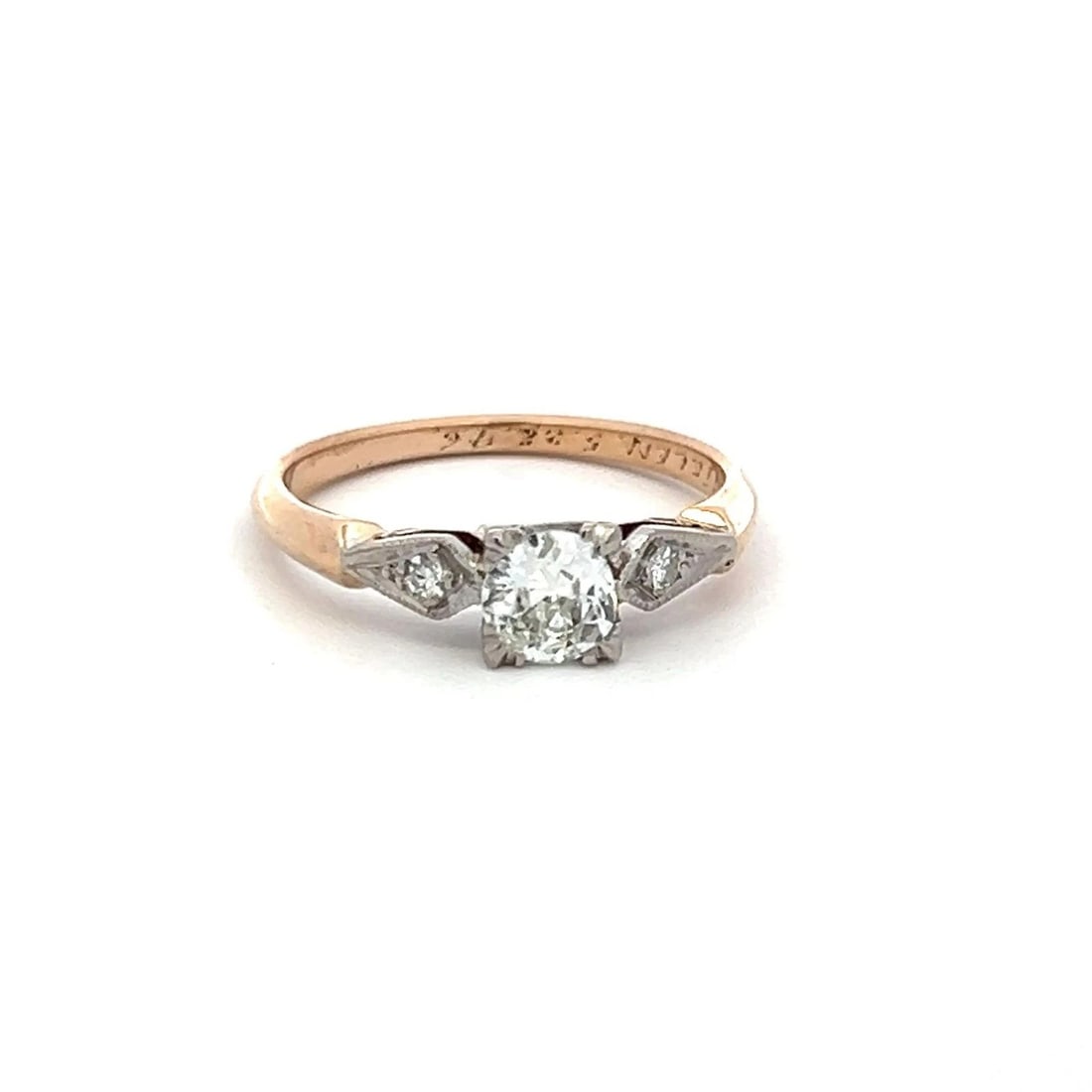 0.42 CARAT OLD EUROPEAN CUT H SI1 DIAMOND 14 KARAT TWO TONE GOLD ENGAGEMENT RING (1 of 2)