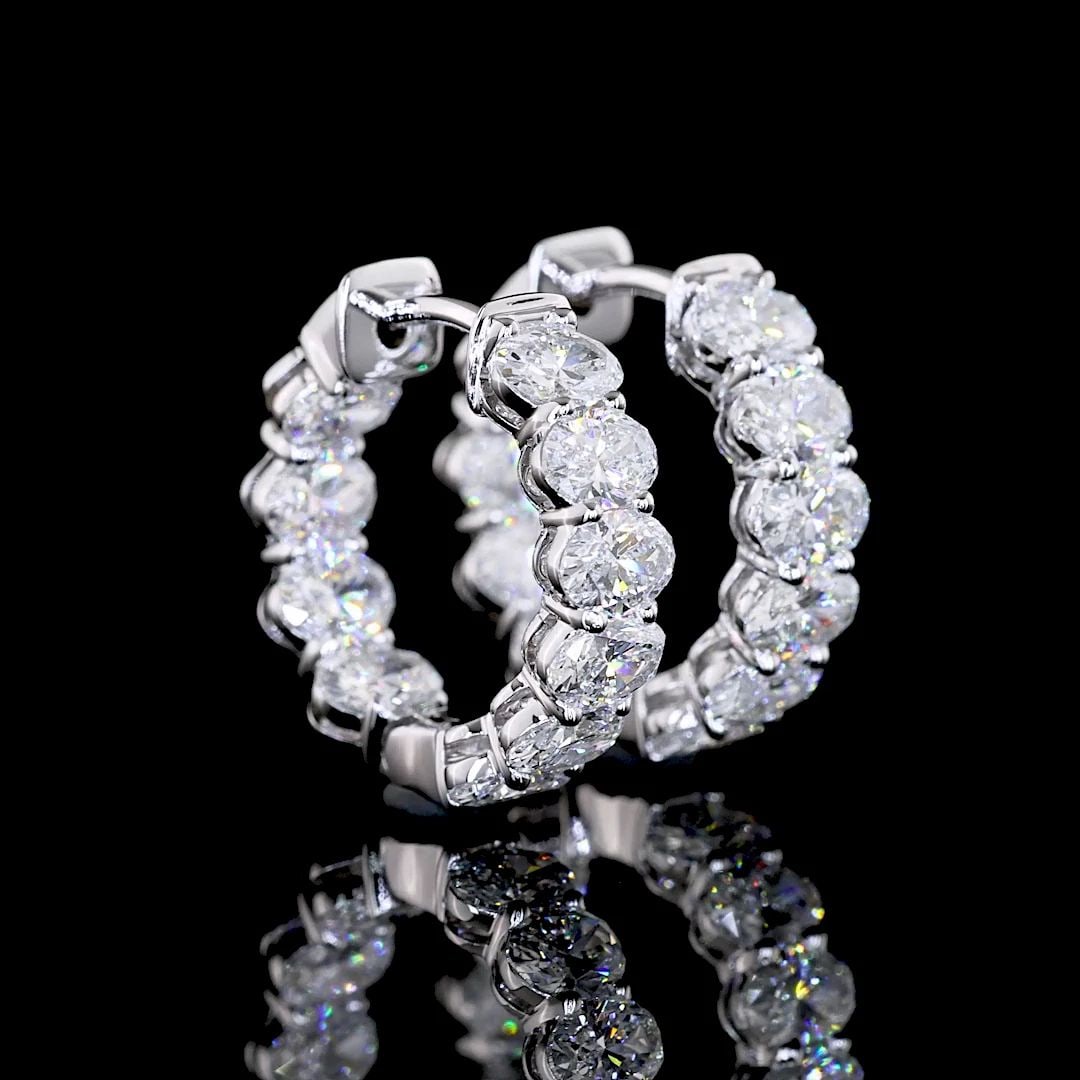 LAB-GROWN 2.06 CARAT OVAL E-VS DIAMOND 14K WHITE GOLD HUGGIES EARRINGS (1 of 2)