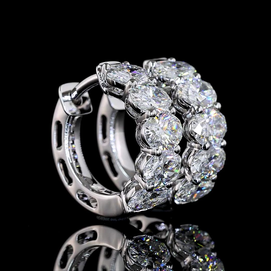LAB-GROWN 2.14 CARAT OVAL E-VS DIAMOND 14K WHITE GOLD HUGGIES EARRINGS (1 of 2)