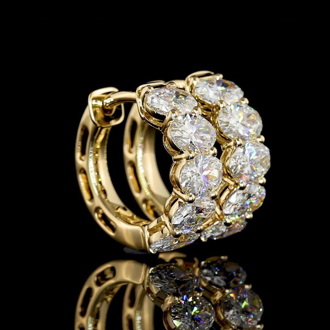 LAB-GROWN 1.99 CARAT OVAL E-VS DIAMOND 14K YELLOW GOLD HUGGIES EARRINGS (1 of 2)