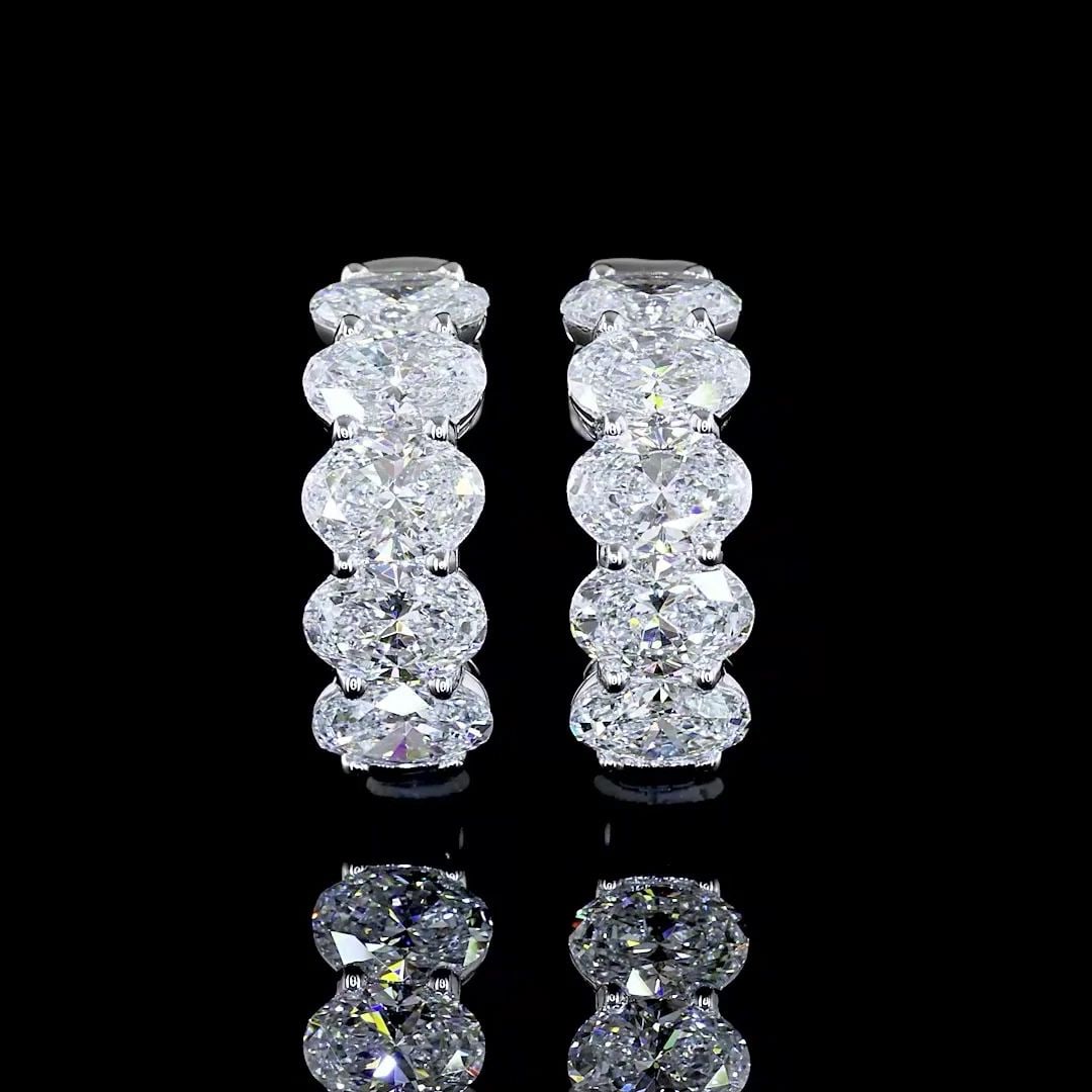 LAB-GROWN 2.04 CARAT OVAL E-VS DIAMOND 14K WHITE GOLD HUGGIES EARRINGS (1 of 2)