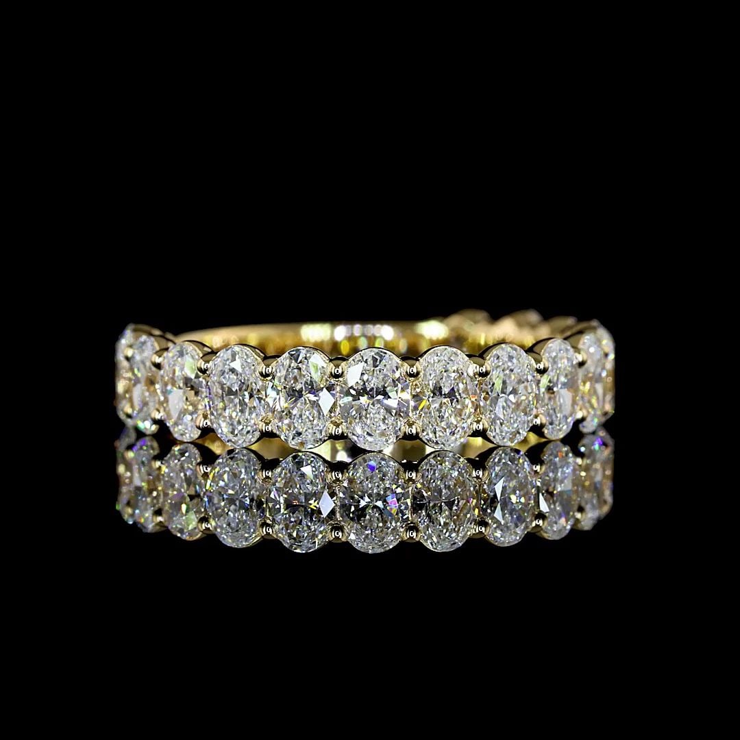 LAB-GROWN 2.04 CARAT OVAL E-VS DIAMOND 14K YELLOW GOLD 3/4 BAND ETERNITY BAND (1 of 2)