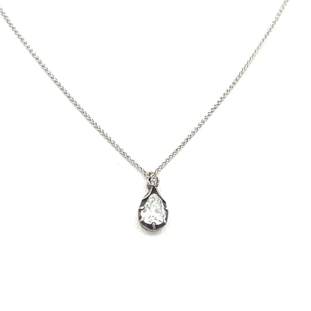 0.33 CARAT PEAR SHAPE DIAMOND 14 KARAT TWO TONE GOLD/SILVER PANDENT (1 of 2)