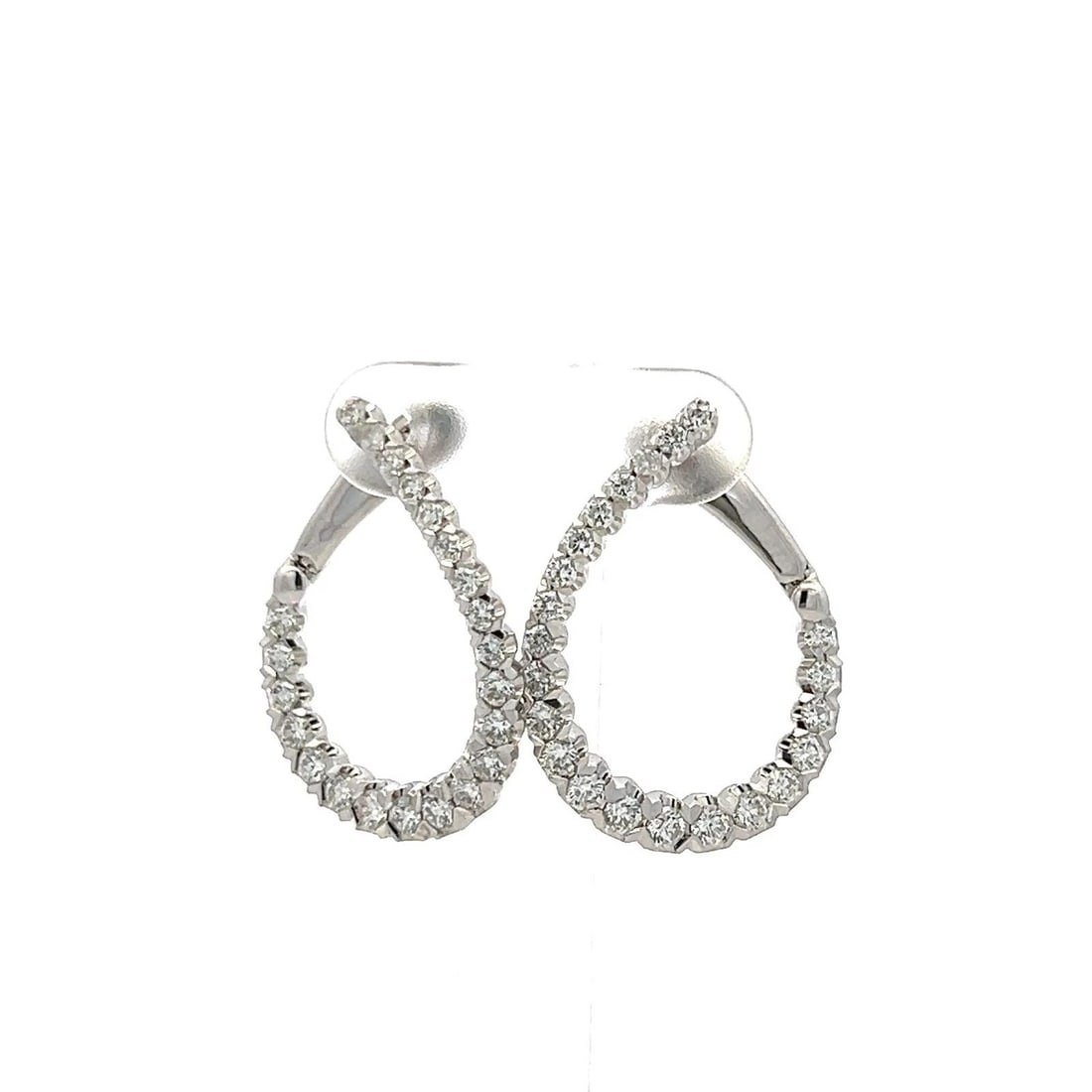 1.50 CARAT G VS1 DIAMOND 14K WHITE GOLD INSIDE-OUT LOOP STYLE HOOP EARRINGS (1 of 2)