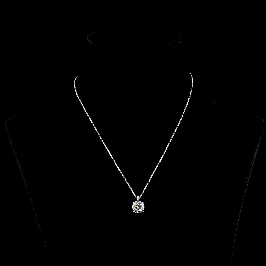 LAB-GROWN 2.77 CARAT ROUND K-VS1 DIAMOND 14K WHITE GOLD PENDANT PENDANT (1 of 2)