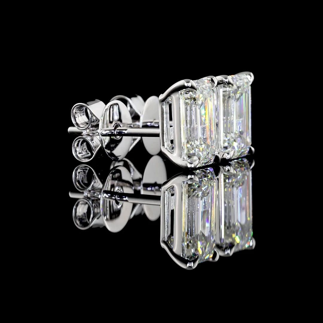LAB-GROWN 2.49 CARAT EMERALD E-VS1 DIAMOND 14K WHITE GOLD STUDS EARRINGS: LAB-GROWN 2.49 CARAT EMERALD E-VS1 DIAMOND 14K WHITE GOLD STUDS EARRINGS Title: High-quality Brand-New Echo Friendly Elegant Lab-Grown 2.49 Carat Emerald E-VS1 Diamond 14K White Gold Studs Earrings Vi