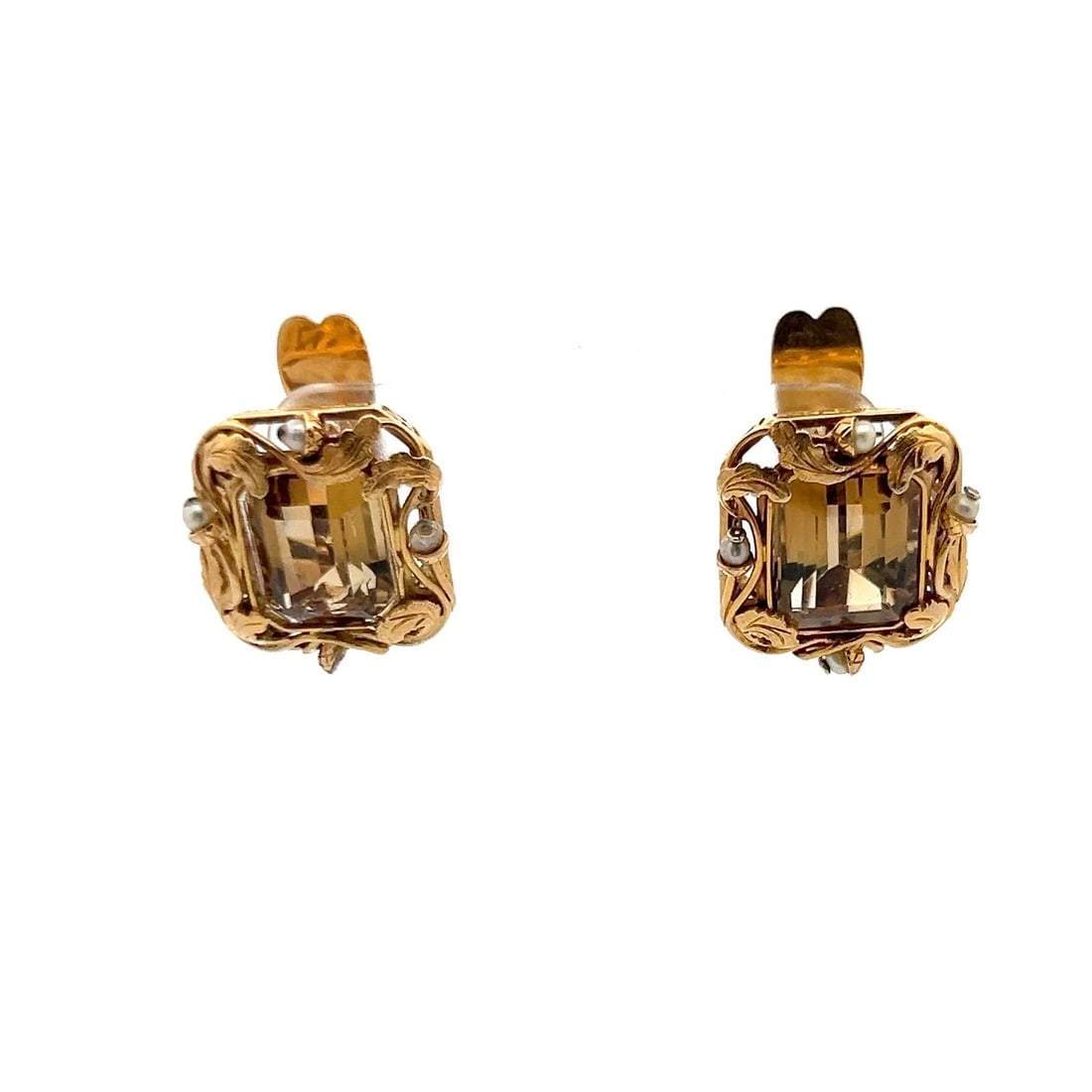 0.20 CARAT EMERALD CUT CITRINE 18K YELLOW GOLD CLIP ON EARRINGS (1 of 2)