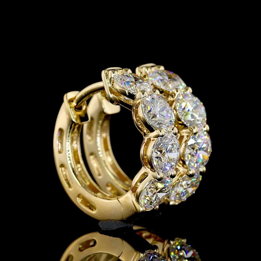 LAB-GROWN 1.97 CARAT ROUND F-VS1 DIAMOND 14K YELLOW GOLD HUGGIES EARRINGS (1 of 2)