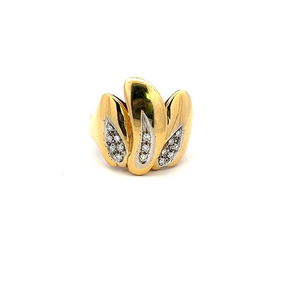 0.15 CARAT ROUND BRILLIANT I SI1 DIAMOND 18 KARAT YELLOW GOLD COCKTAIL RING (1 of 2)