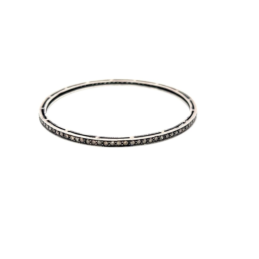 1.92 CARAT ROUND BRILLIANT W SI DIAMOND SILVER BANGLE BRACELET (1 of 1)