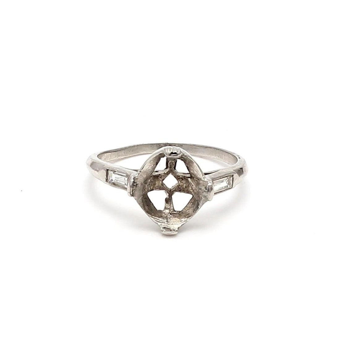 JE CALDWELL 0.24 CARAT BAGUETTE SHAPE F VS1 DIAMOND PLATINUM SEMI MOUNT RING (1 of 2)