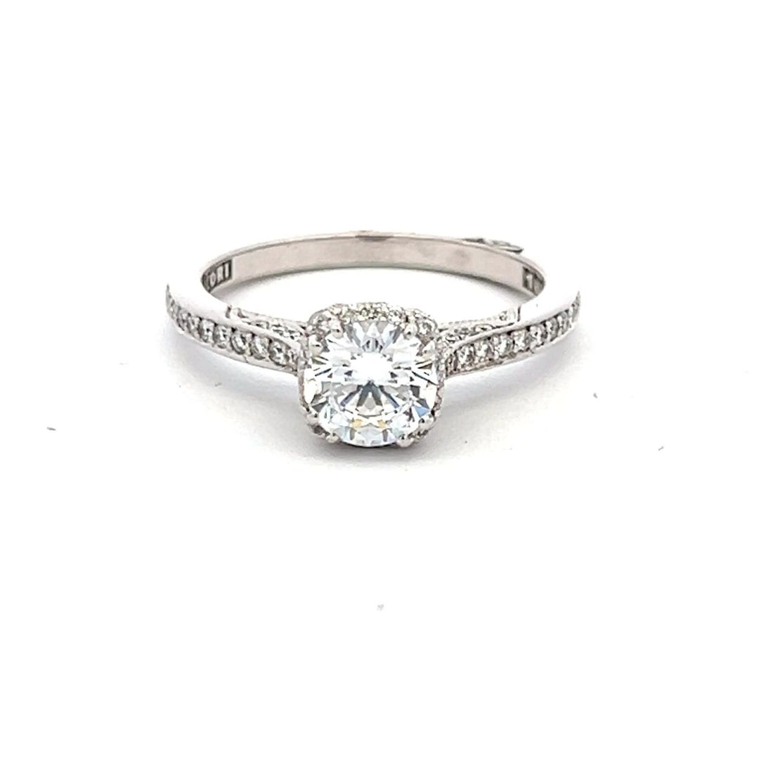 TACORI 0.75 CARAT CZ 0.24 CARAT ROUND DIAMOND 18K WG SEMI MOUNT RING (1 of 2)