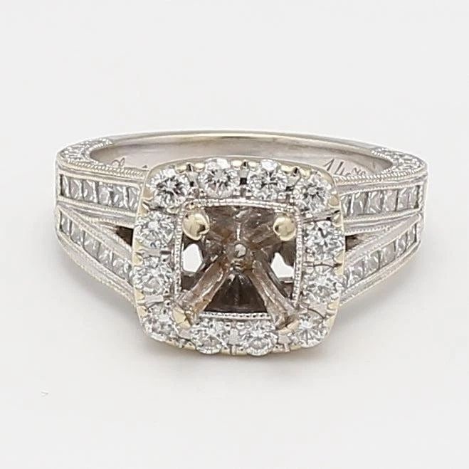 0.45 CARAT PRINCESS CUT AND ROUND DIAMOND 14 KARAT WHITE GOLD SEMI MOUNT RING (1 of 2)