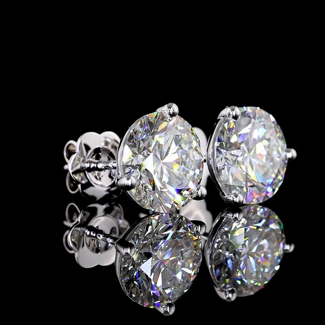 LAB-GROWN 6.13 CARAT ROUND J-VS1 DIAMOND 14K WHITE GOLD MARTINI EARRINGS (1 of 2)