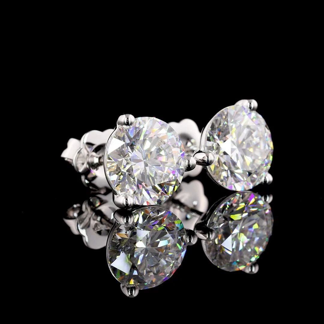 LAB-GROWN 6.04 CARAT ROUND -VS2 DIAMOND 14K WHITE GOLD MARTINI EARRINGS (1 of 2)