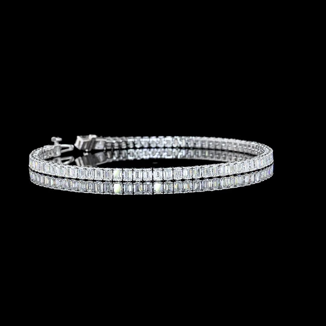 LAB-GROWN 4.8 CARAT EMERALD F-VS2 DIAMOND 14K WHITE GOLD TENNIS BRACELET: LAB-GROWN 4.8 CARAT EMERALD F-VS2 DIAMOND 14K WHITE GOLD TENNIS BRACELET Title: High-quality Brand-New Echo Friendly Elegant Lab-Grown 4.8 Carat Emerald F-VS2 Diamond 14K White Gold Tennis Bracelet Vi