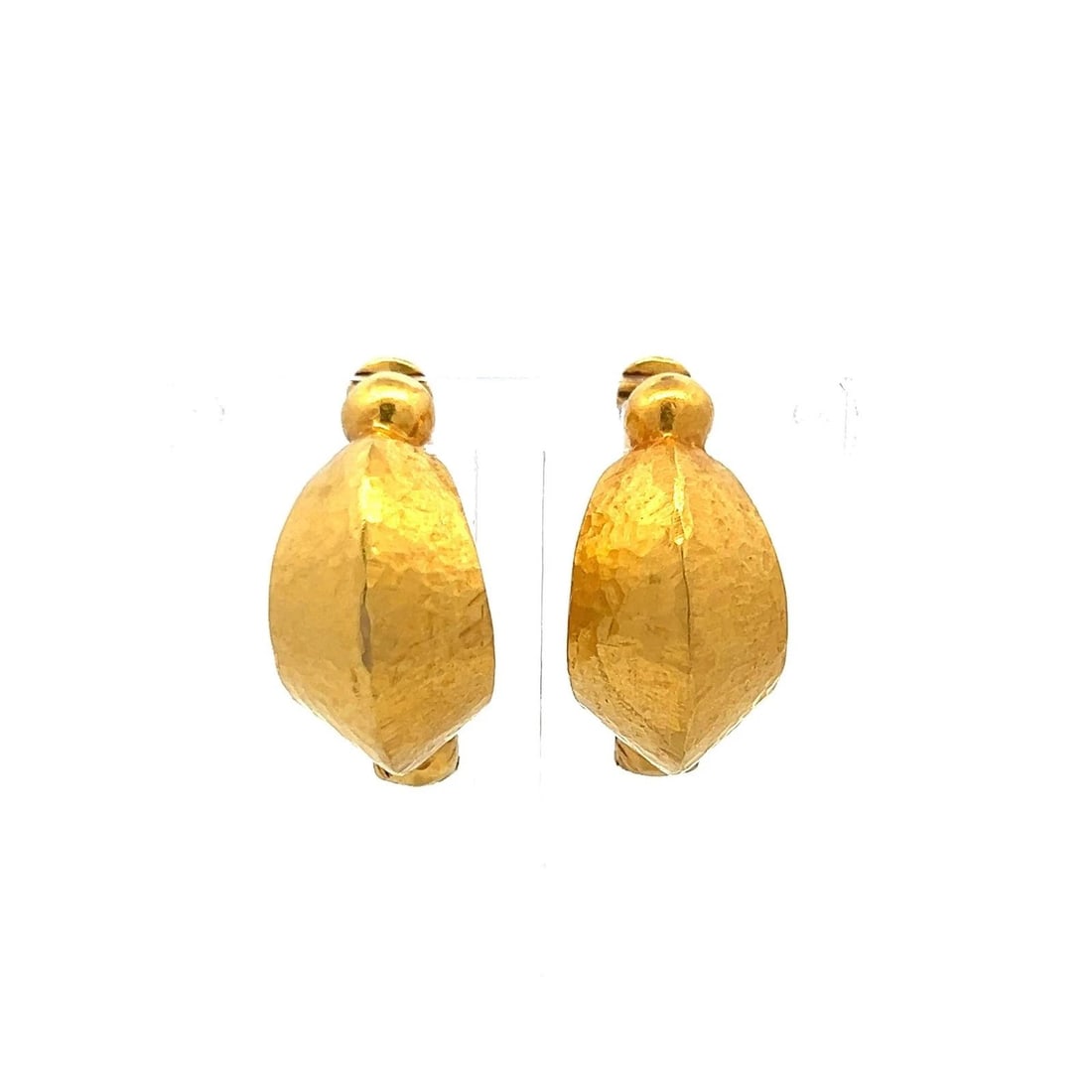 LALAOONIS VINTAGE 17.20 GRAMS 18 KARAT YELLOW GOLD C-HOOP EARRINGS (1 of 2)