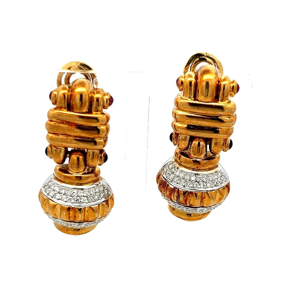 0.23 CARAT DIAMOND 0.12 CARAT RUBY 0.12 CARAT SAPPHIRE 18K GOLD CLIP ON EARRINGS (1 of 2)