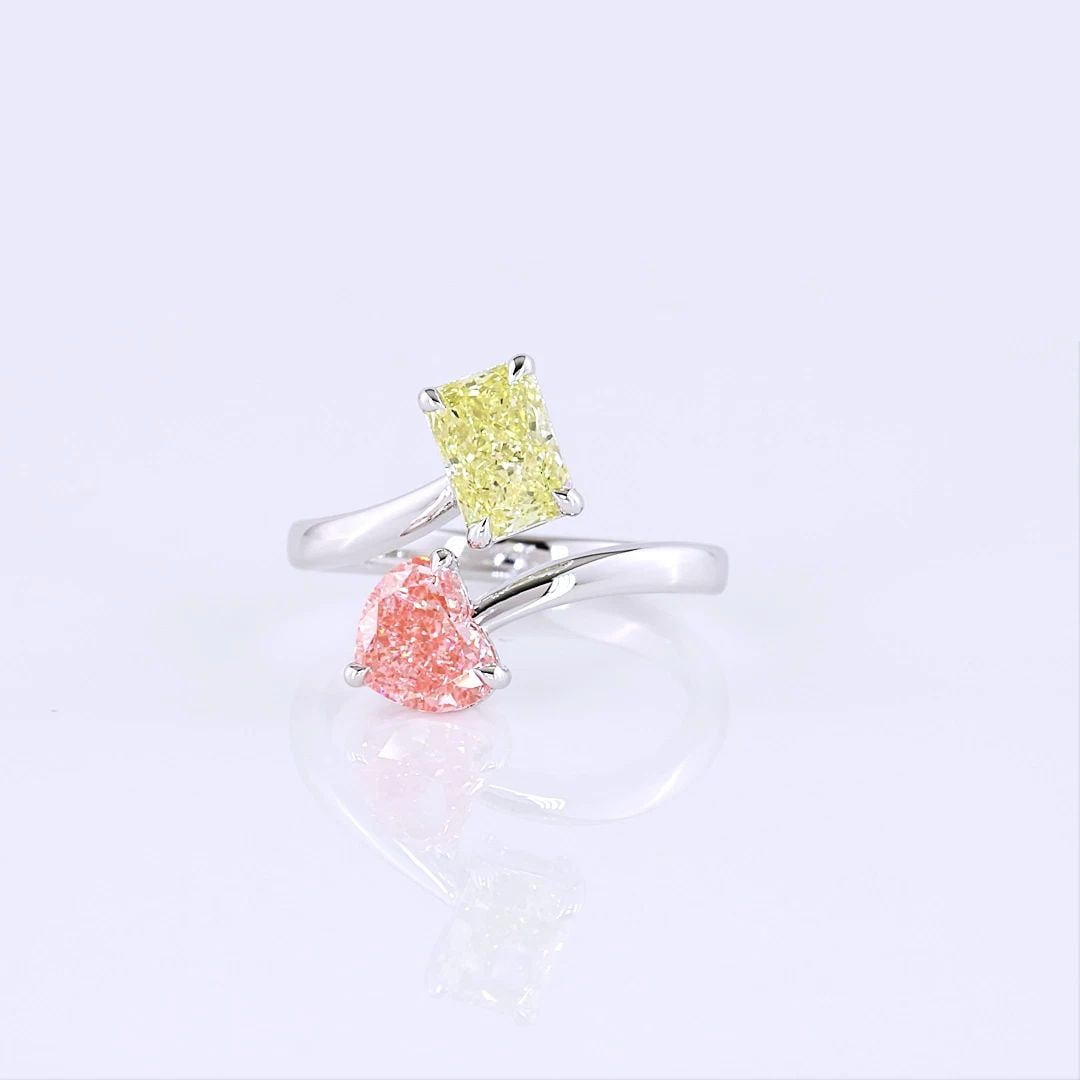 LAB-GROWN 2.38 CARAT MIX FANCY VIVID PINK-VVS2 DIAMOND 14K WHITE GOLD TOI ET MOI: LAB-GROWN 2.38 CARAT MIX FANCY VIVID PINK-VVS2 DIAMOND 14K WHITE GOLD TOI ET MOI Title: High-quality Brand-New Echo Friendly Elegant Lab-Grown 2.38 Carat MIX Fancy Vivid Pink-VVS2 Diamond 14K White Go