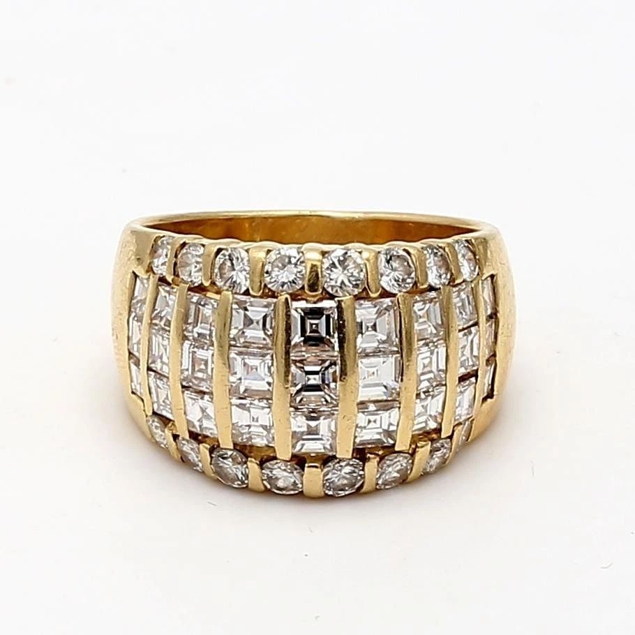 2.20 CARAT ASSCHER AND ROUND BRILLIANT DIAMOND 18K YELLOW GOLD COCKTAIL RING (1 of 2)